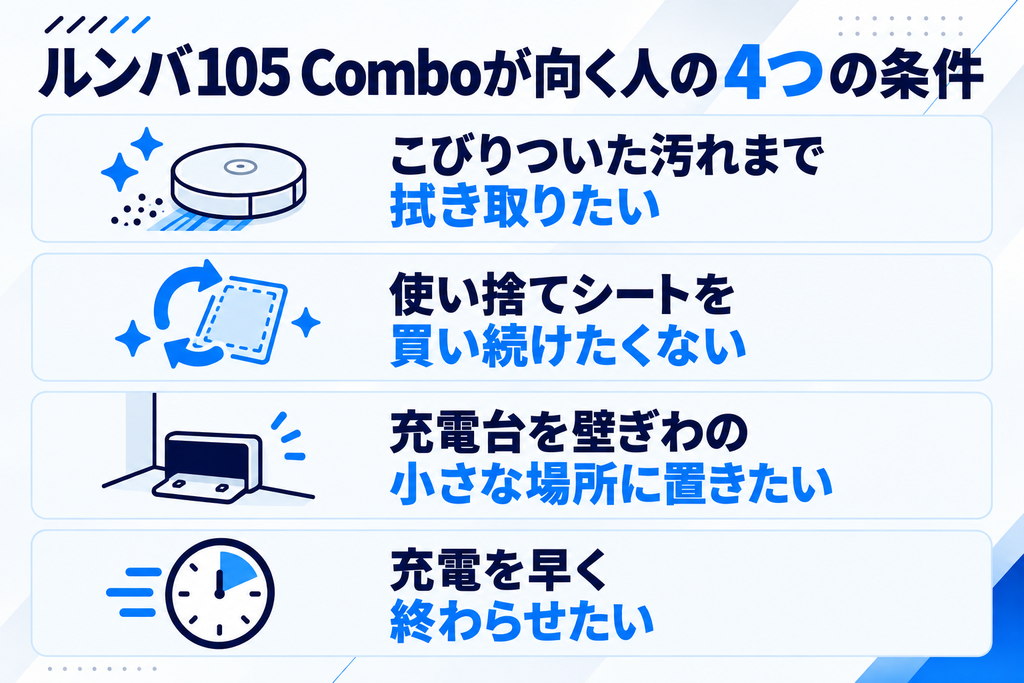 ルンバ105 Comboが向く人 条件の比較