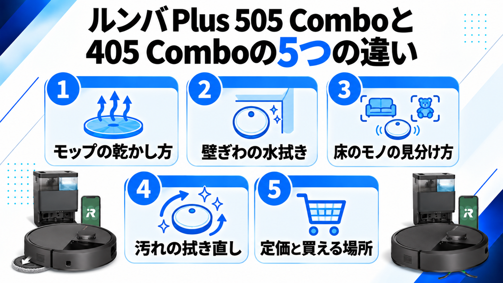 ルンバ Plus 505と405の違い 一覧比較