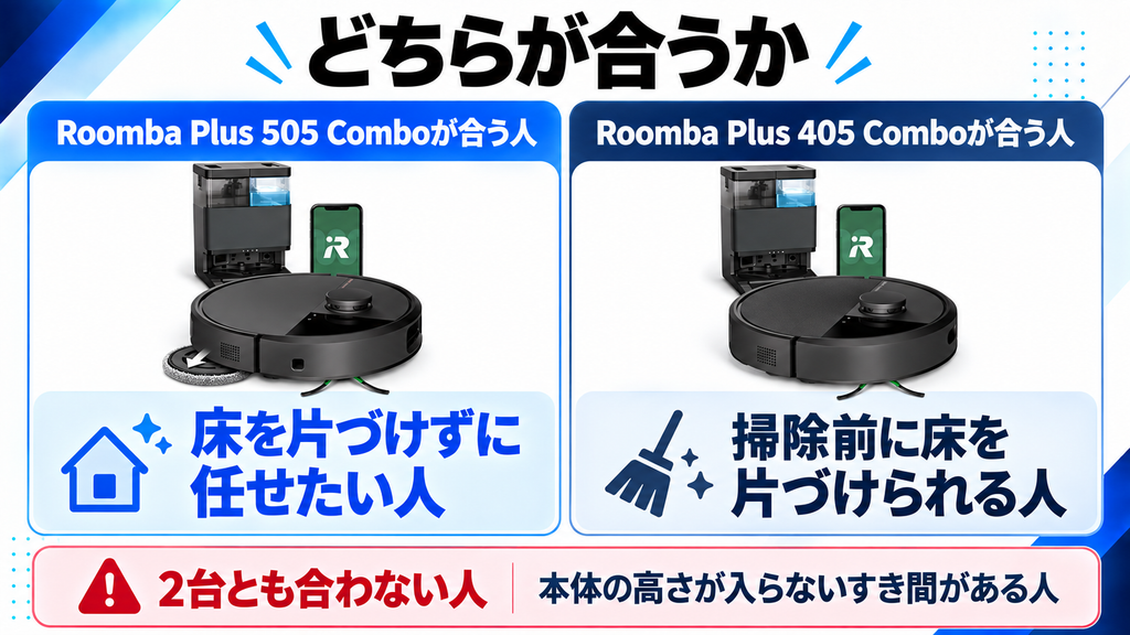 ルンバ Plus 505と405のおすすめ 比較
