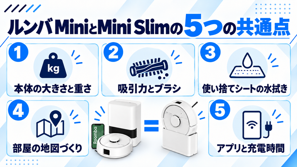 ルンバ MiniとMini Slimの共通点 比較