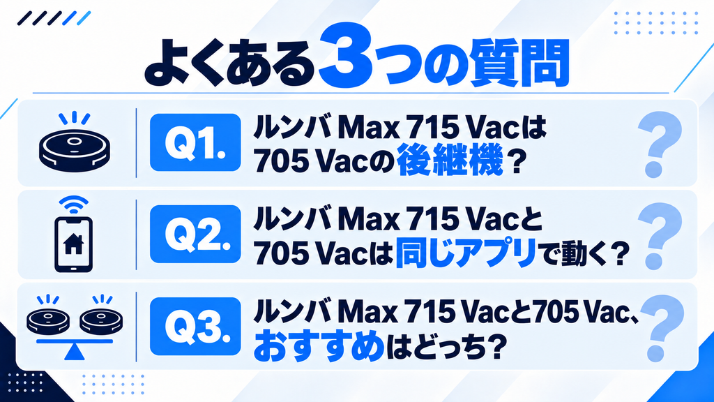 ルンバMax 715と705 Vacのよくある質問 比較