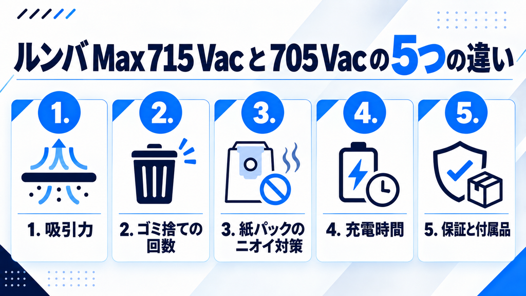 ルンバMax 715と705 Vacの違い 5つの一覧