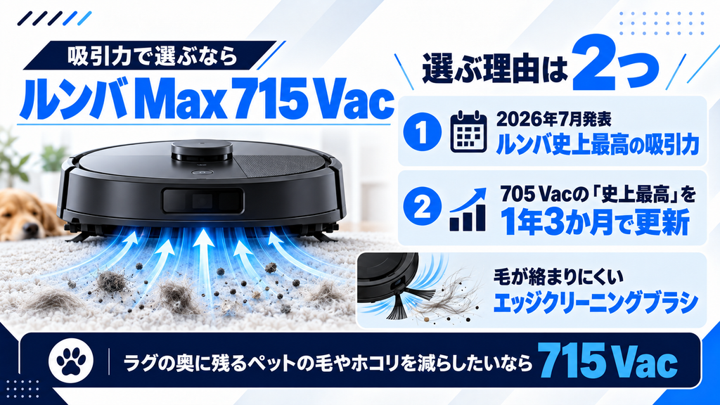 ルンバMax 715と705 Vacの吸引力 比較