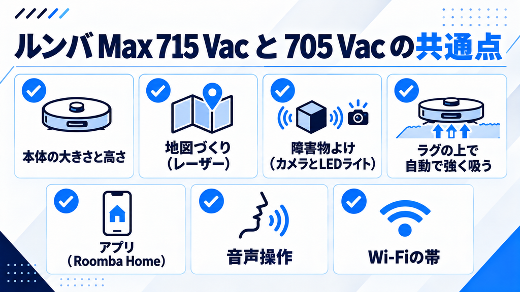 ルンバMax 715と705 Vacの共通点 比較
