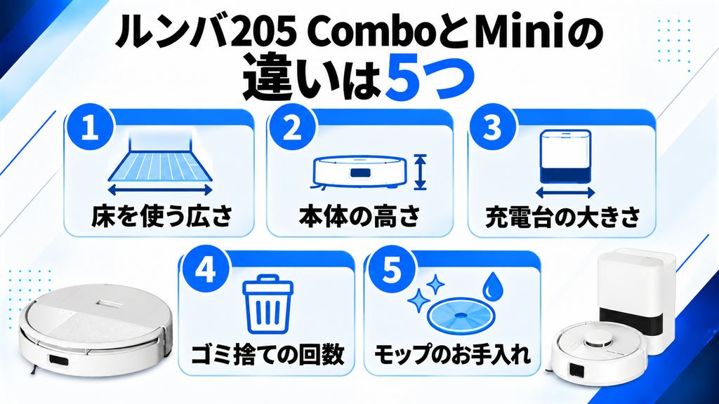 ルンバ205 ComboとMiniの違い 一覧