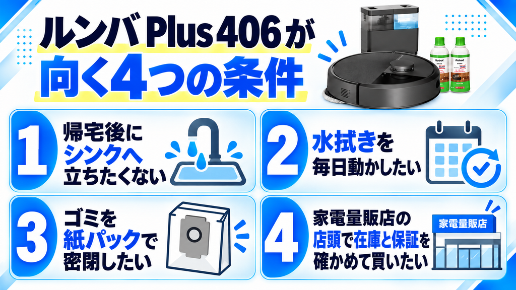 Plus 406が向く人の条件 ルンバ205との比較