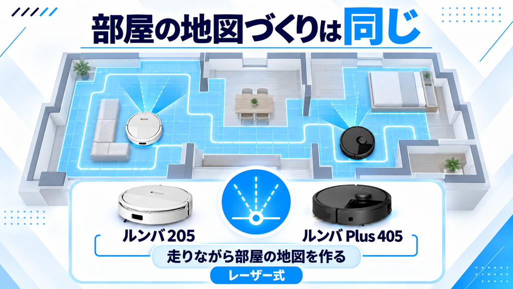 205とPlus 405の地図づくり 比較