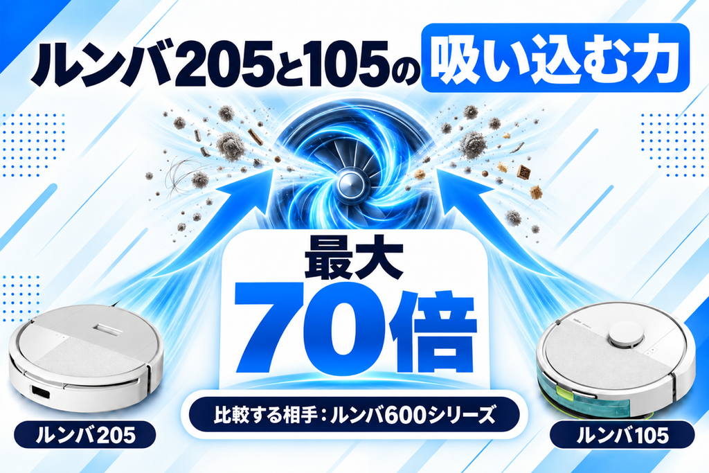 ルンバ 205と105の吸引力の比較