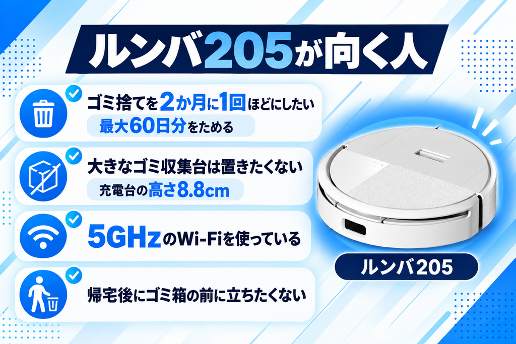 ルンバ 205が向く人 105との比較